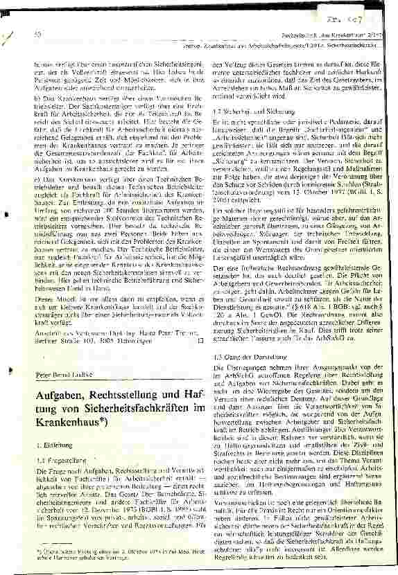 Vorschauseite 3: Krankenhaus und Arbeitssicherheitsgesetz