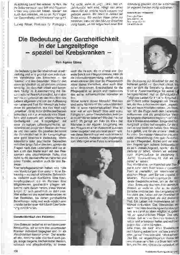 Vorschauseite 1: Die Bedeutung der Ganzheitlichkeit in der Langzeitpflege - speziell bei Krebskranken -