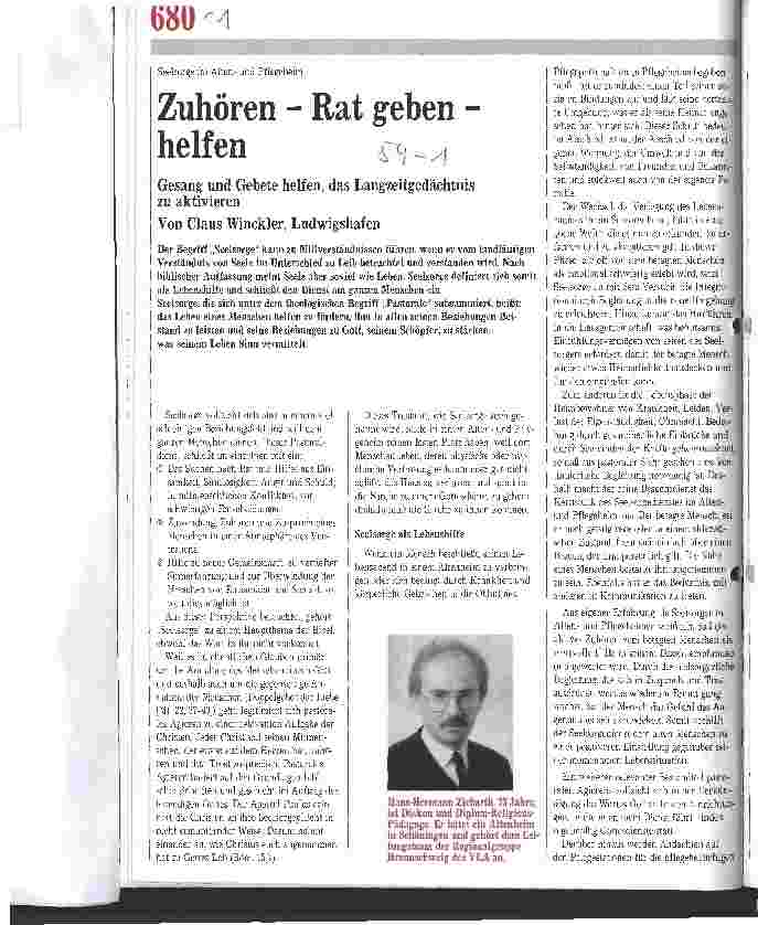 Vorschauseite 1: Zuhören - Rat geben - helfen Gesang und Gebete helfen, das Langzeitgedächntis zu aktivieren