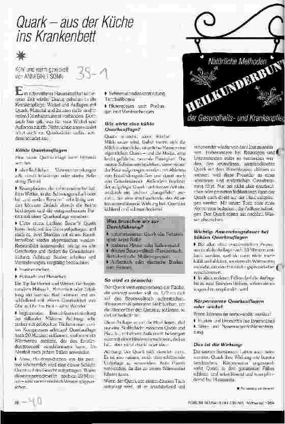 Vorschauseite 1: Quark - aus der Küche ins Krankenbett