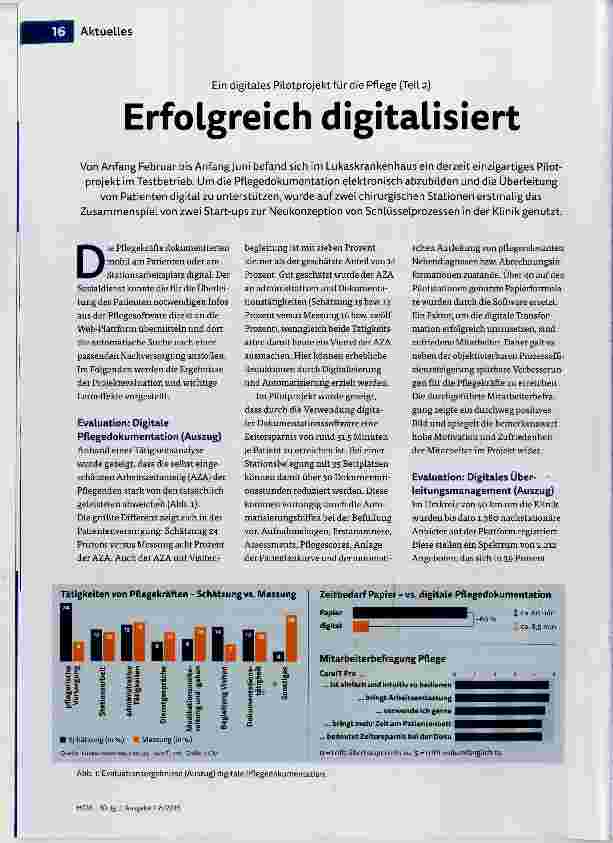 Vorschauseite 1: Ein digitales Pilotprojekt für die Pflege (Teil 2) Erfolgreich digitalisiert