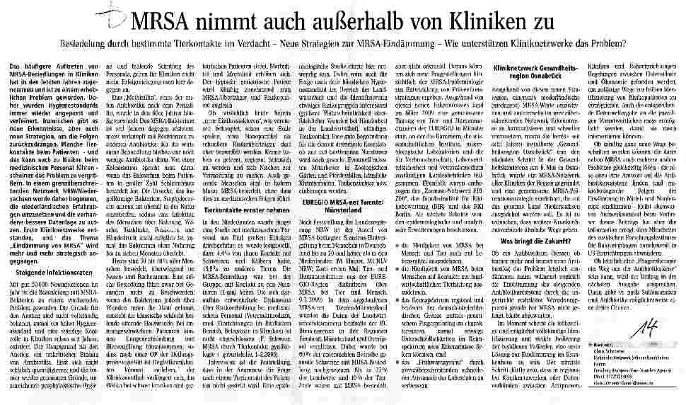 Vorschauseite 1: MRSA nimmt auch außerhalb von Kliniken zu