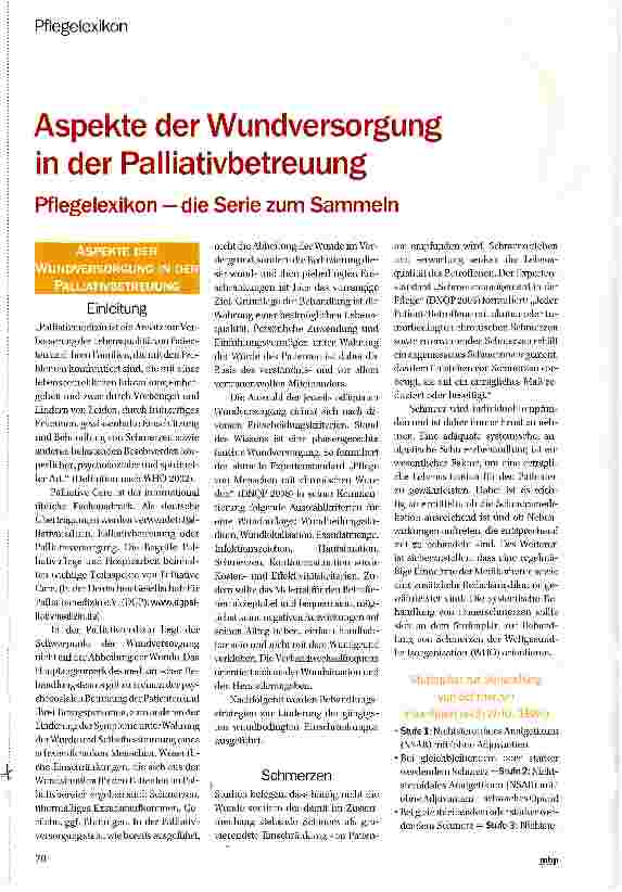 Vorschauseite 1: Aspekte der Wundversorgung in der Palliativbetreuung