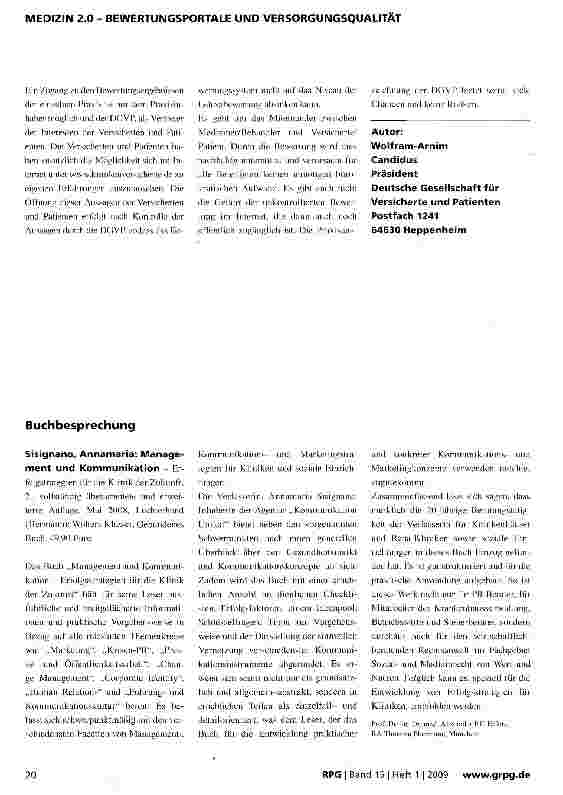 Vorschauseite 2: Qualitätsbewertung aus der Patienten-Perspektive