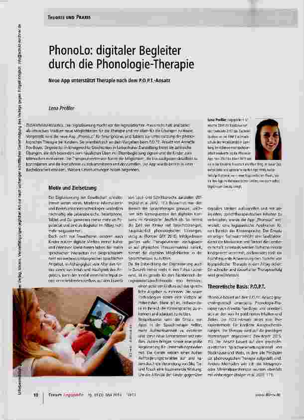 Vorschauseite 1: PhonoLo: digitaler Begleiter durch die Phonologie-Therapie
