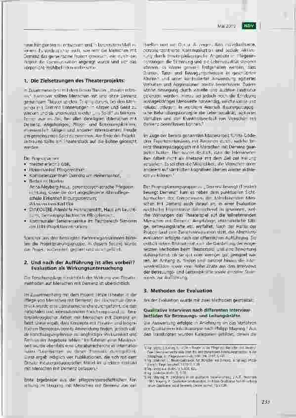 Vorschauseite 2: „Lokale Allianzen für Menschen mit Demenz - das Theaterprojekt: „Demenz bewegt (Theater) bewegt Demenz