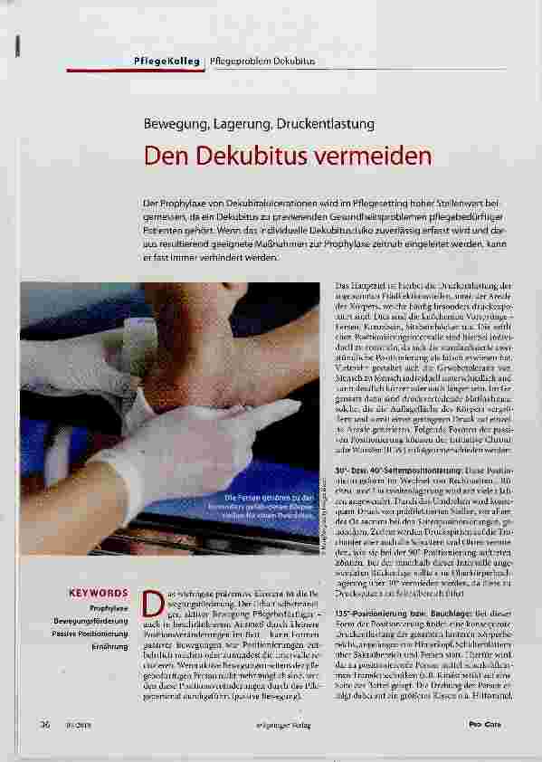 Vorschauseite 1: Den Dekubitus vermeiden