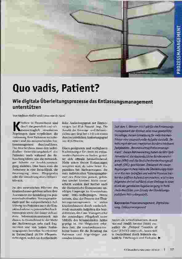 Vorschauseite 1: Quo vadis. Patient?