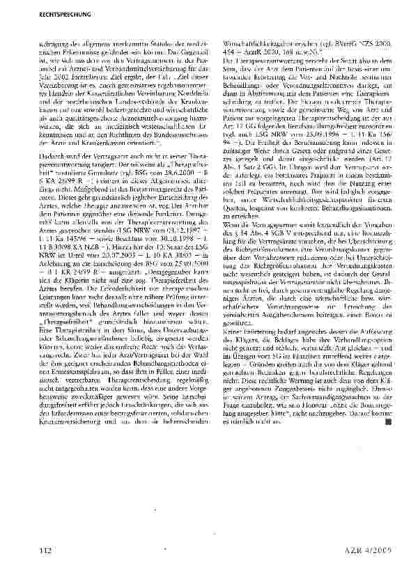 Vorschauseite 4: Vereinbarung der Gesamtvergütung kann vom Vertragsarzt nicht inzident im Vergütungsstreit mit Kassenärztlicher Vereinigung überprüft werden