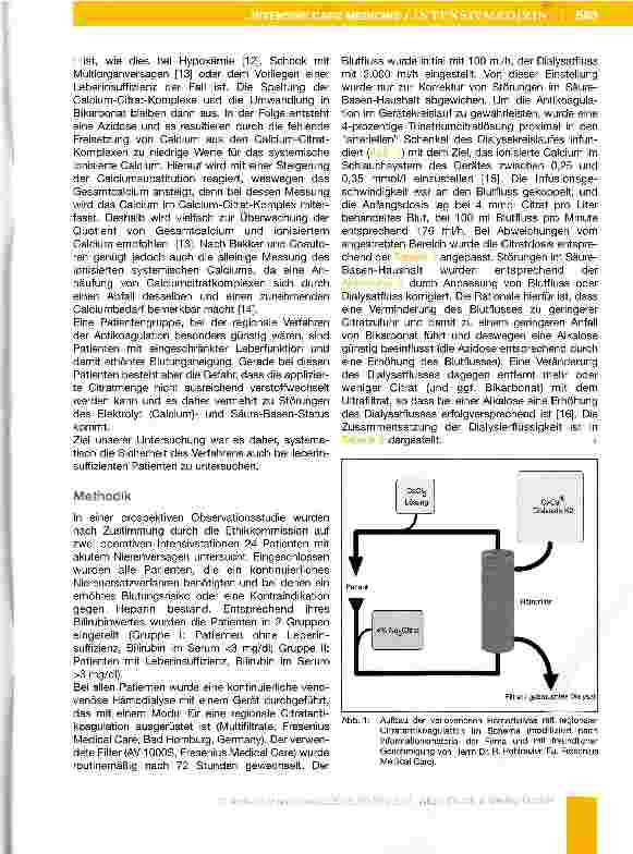 Vorschauseite 3: Kontinuierliche venovenöse Hämodialyse mit regionaler Citratantikoagutation bei Patienten mit Leberinsuffizienz
