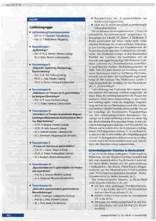 Vorschauseite 2: Helicobacter pylori und gastroduodenale Ulkuskrankheit