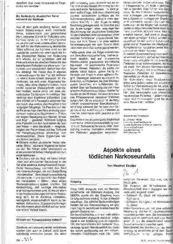 Vorschauseite 1: Aspekte eines tödlichen Narkoseunfalls