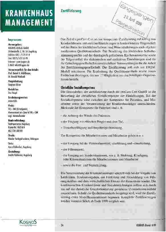 Vorschauseite 5: Die erfolgreiche Zertifizierung der Medizinischen Klinik des Städtischen Krankenhauses Wolfenbüttel