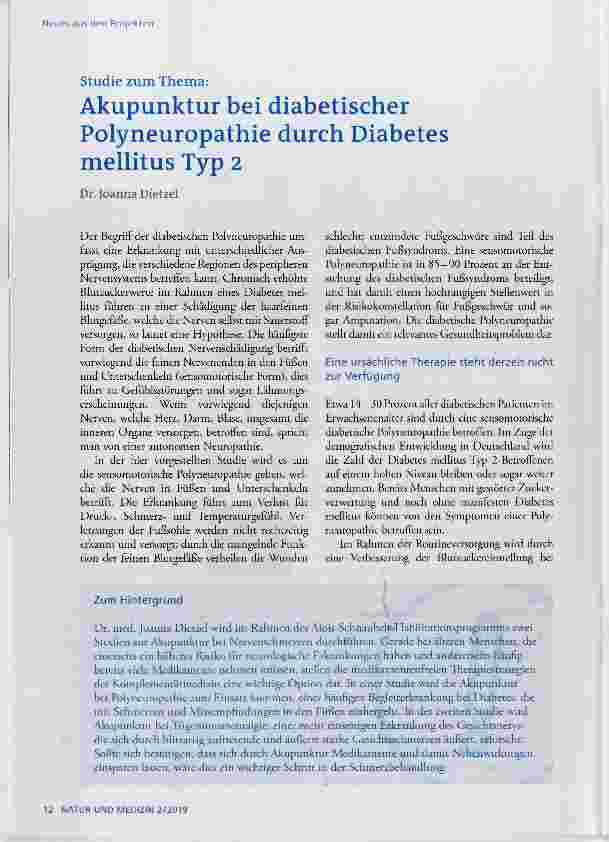 Vorschauseite 1: Akupunktur bei diabetischer Polyneuropathie durch Diabetes mellitus Typ 2