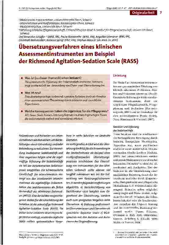 Vorschauseite 1: Übersetzungsverfahren eines klinischen Assessmentinstrumentes am Beispiel der Richmond Agitation-Sedation Scale (RASS)
