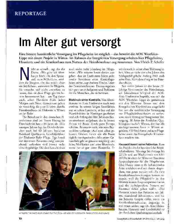 Vorschauseite 1: Im Alter gut versorgt