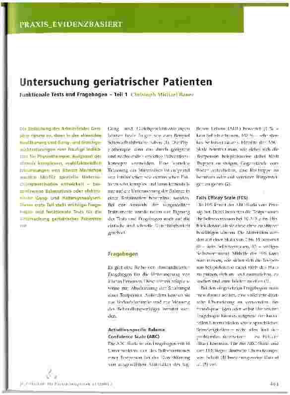 Vorschauseite 1: Untersuchung geriatrischer Patienten