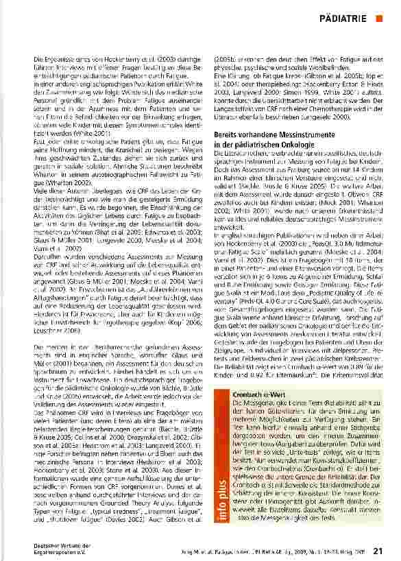 Vorschauseite 3: Fatigue in der pädiatrischen Onkologie erschwert die Durchführung der Ergotherapie