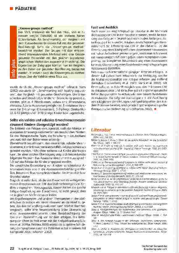 Vorschauseite 4: Fatigue in der pädiatrischen Onkologie erschwert die Durchführung der Ergotherapie