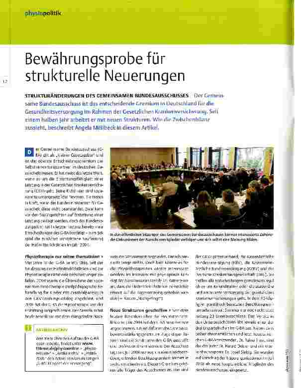 Vorschauseite 1: Bewährungsprobe für strukturelle Neuerungen