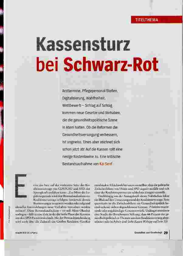 Vorschauseite 1: Kassensturz bei Schwarz-Rot