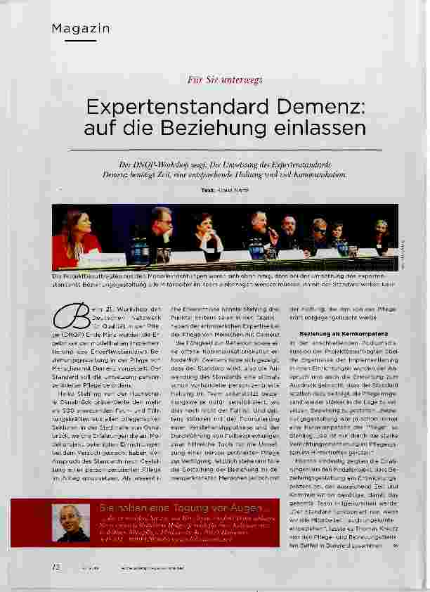 Vorschauseite 1: Expertenstandard Demenz: auf die Beziehung einlassen