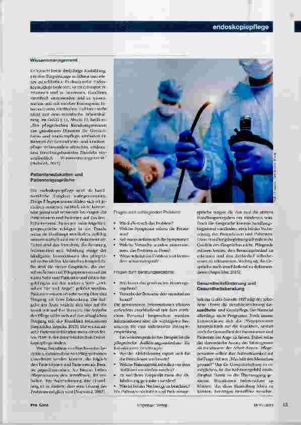 Vorschauseite 2: Die Pflege in der Endoskopie