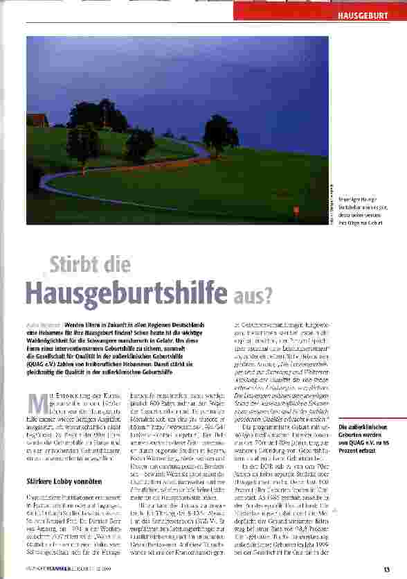 Vorschauseite 1: Stirbt die Hausgeburtshilfe aus?