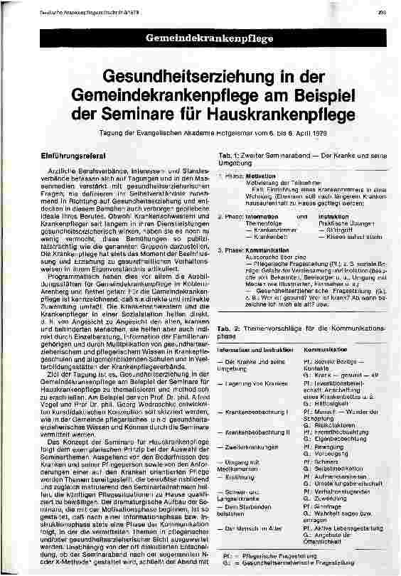 Vorschauseite 1: Gesundheitserziehung in der Gemeindekrankenpflege am Beispiel der Seminare für Hauskrankenpflege