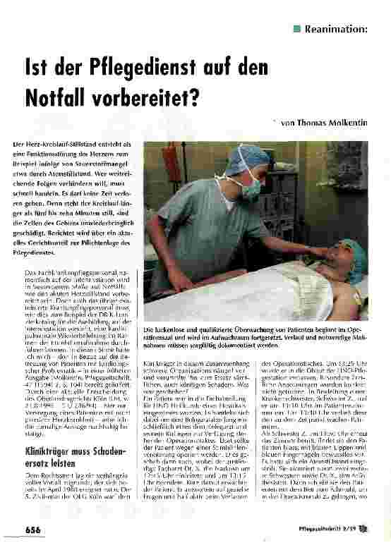 Vorschauseite 1: Ist der Pfelgedienst auf den Notfall vorbereitet? Reanimation