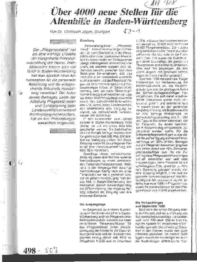 Vorschauseite 1: Über 4000 neue Stellen für die Altenhilfe in Baden-Württemberg