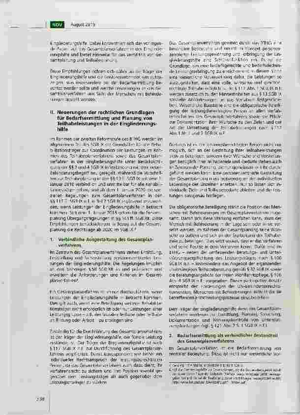 Vorschauseite 2: Empfehlungen des Deutschen Vereins zur Gesamtplanung in der Eingliederungshilfe und ihr Verhältnis zur Teilhabeplanung