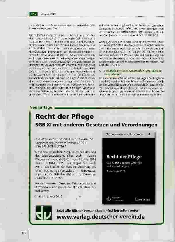 Vorschauseite 4: Empfehlungen des Deutschen Vereins zur Gesamtplanung in der Eingliederungshilfe und ihr Verhältnis zur Teilhabeplanung