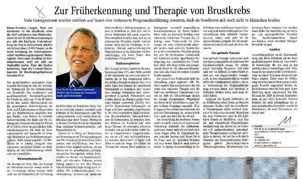 Vorschauseite 1: Zur Früherkennung und Therapie von Brustkrebs