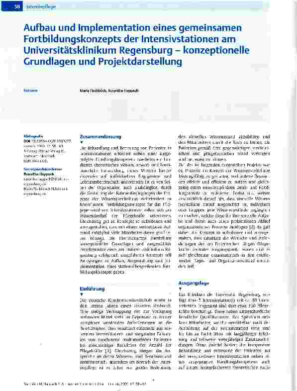 Vorschauseite 1: Aufbau und Implementation eines gemeinsamen Fortbildungskonzepts der Intensivstationen am Universitätsklinikum Regensburg - konzeptionelle Grundlagen und Projektdarstellung