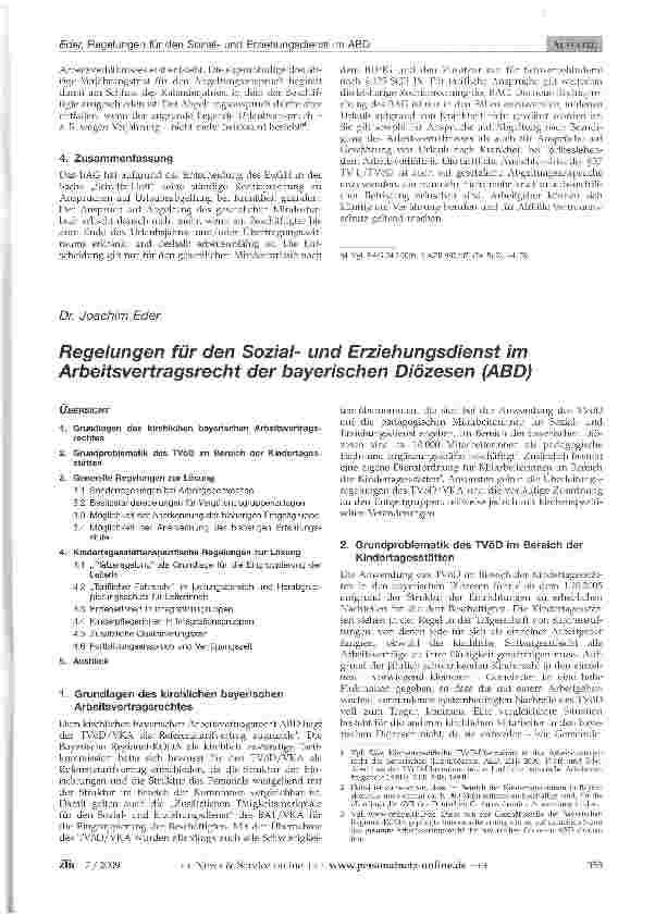 Vorschauseite 1: Regelungen für den Sozialund Erziehungsdienst im Arbeitsvertragsrecht der bayerischen Diözesen (ABD)
