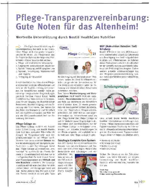 Vorschauseite 1: Pflege-Transparenzvereinbarung: Gute Noten für das Altenheim!