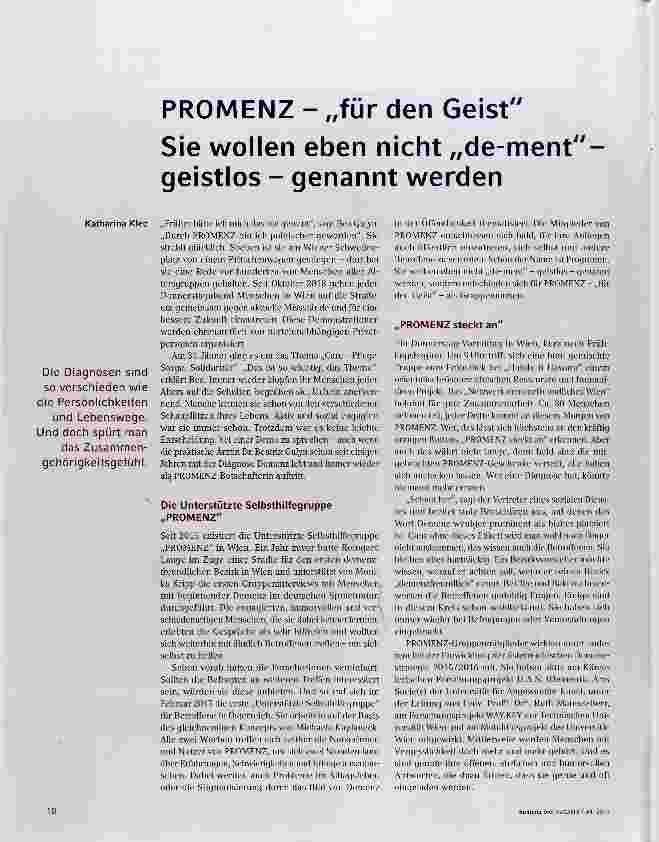 Vorschauseite 1: PROMENZ - „für den GeistSie wollen eben nicht „de-mentgeistlos - genannt werden