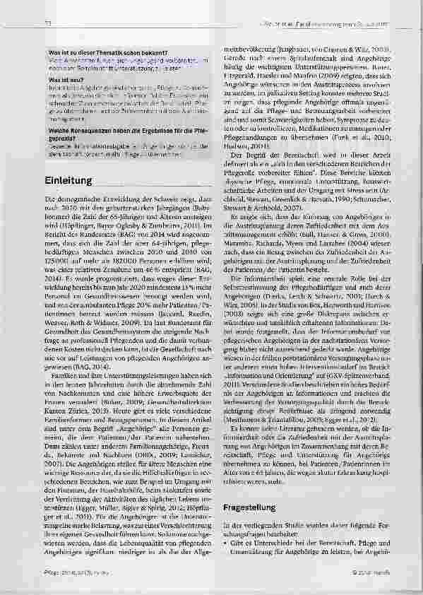 Vorschauseite 2: Die Zufriedenheit mit der Austrittsplanung und die Informiertheit von Angehörigen beeinflussen die Bereitschaft, Pflege zu übernehmen