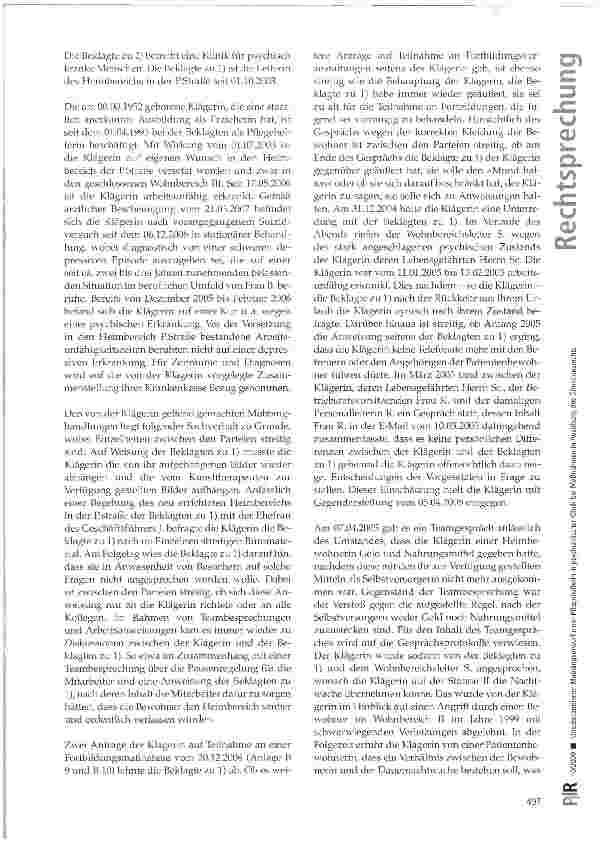 Vorschauseite 2: Unsubstantiierter Mobbingvorwurf einer Pflegehelferin in psychiatrischer Klinik bei Maßnahmen in Ausübung des Direktionsrechts