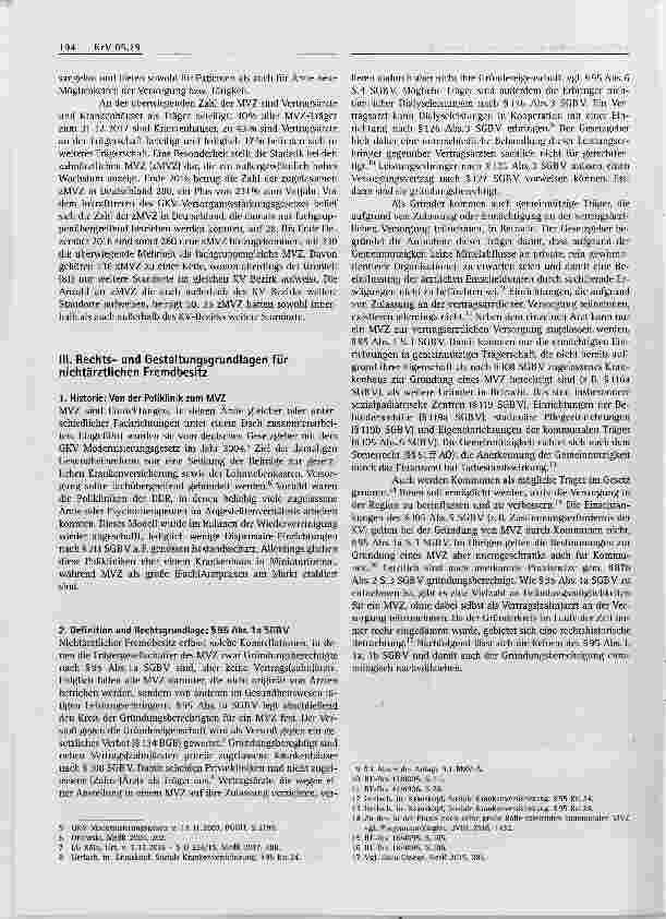 Vorschauseite 2: Nichtärztlicher Fremdbesitz von Medizinischen Versorgungszentren (Teil 1)