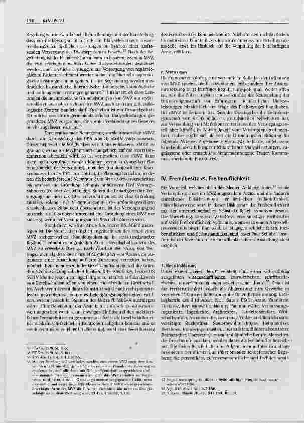 Vorschauseite 6: Nichtärztlicher Fremdbesitz von Medizinischen Versorgungszentren (Teil 1)