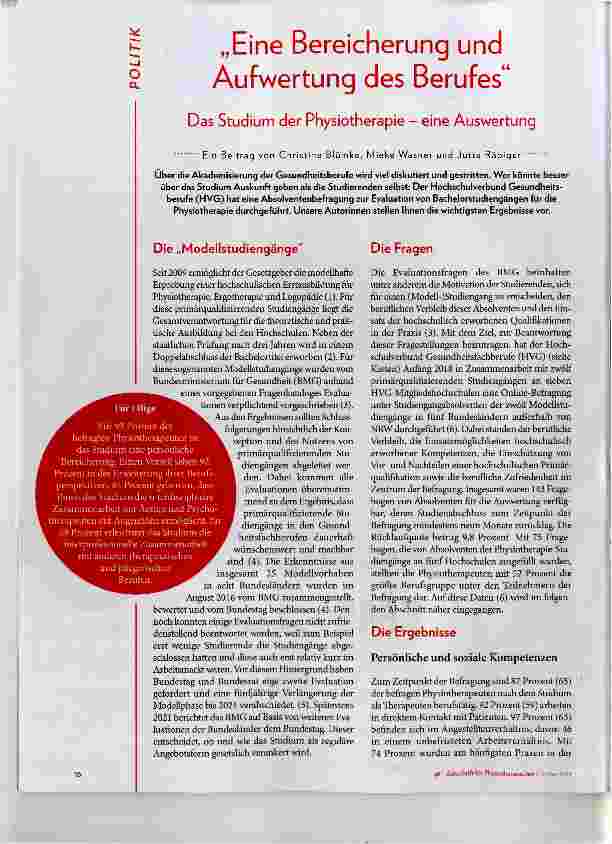 Vorschauseite 1: „Eine Bereicherung und Aufwertung des Berufes“