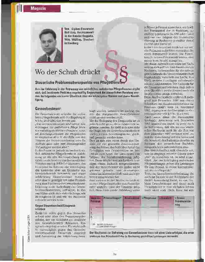 Vorschauseite 1: Wo der Schuh drückt Steuerliche Problemschwerpunkte von Pflegediensten