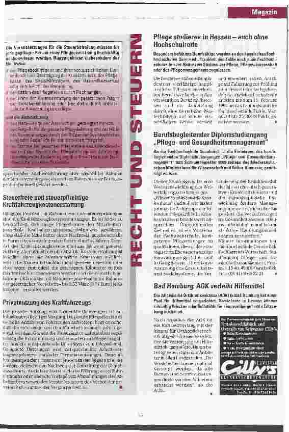 Vorschauseite 2: Wo der Schuh drückt Steuerliche Problemschwerpunkte von Pflegediensten