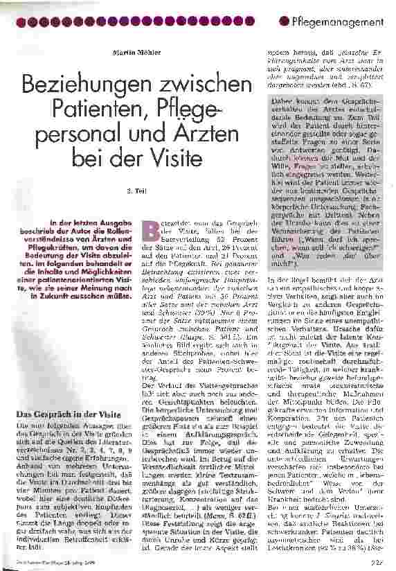 Vorschauseite 1: Beziehungen zwischen Patienten, Pflegepersonal und Ärzten bei der Visite 2. Teil
