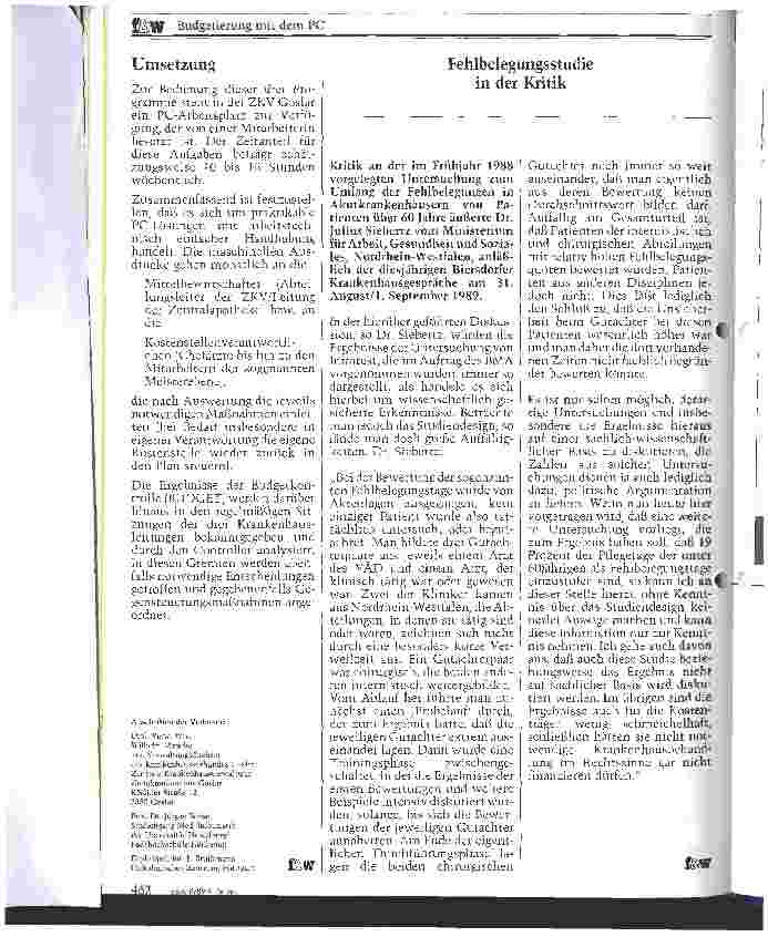Vorschauseite 6: Budgetierung mit dem PC Ein Erfahrungsbericht des Krankenhausverbundes Goslar