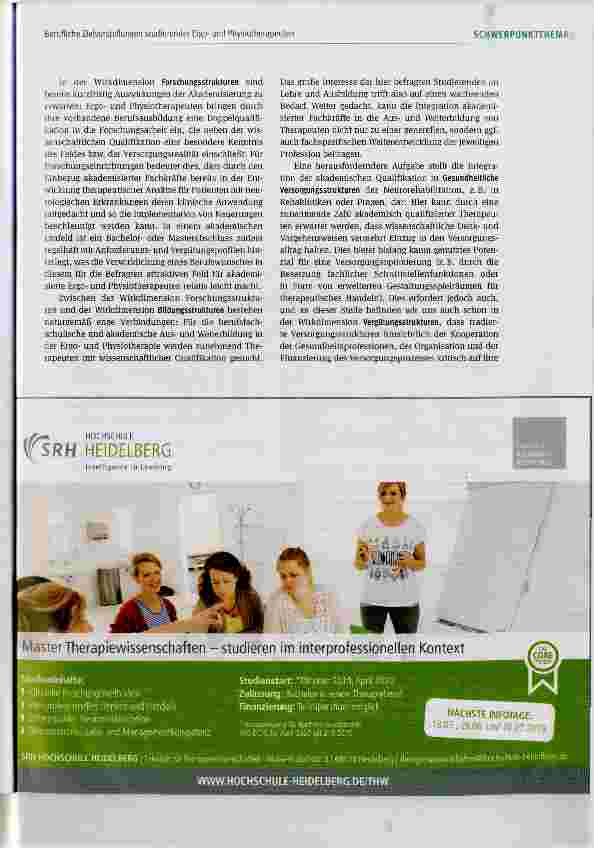 Vorschauseite 6: Berufliche Zielvorstellungen studierender Ergound Physiotherapeuten am Beispiel eines weiterbildenden Bachelorstudiengangs an der Universität Konstanz