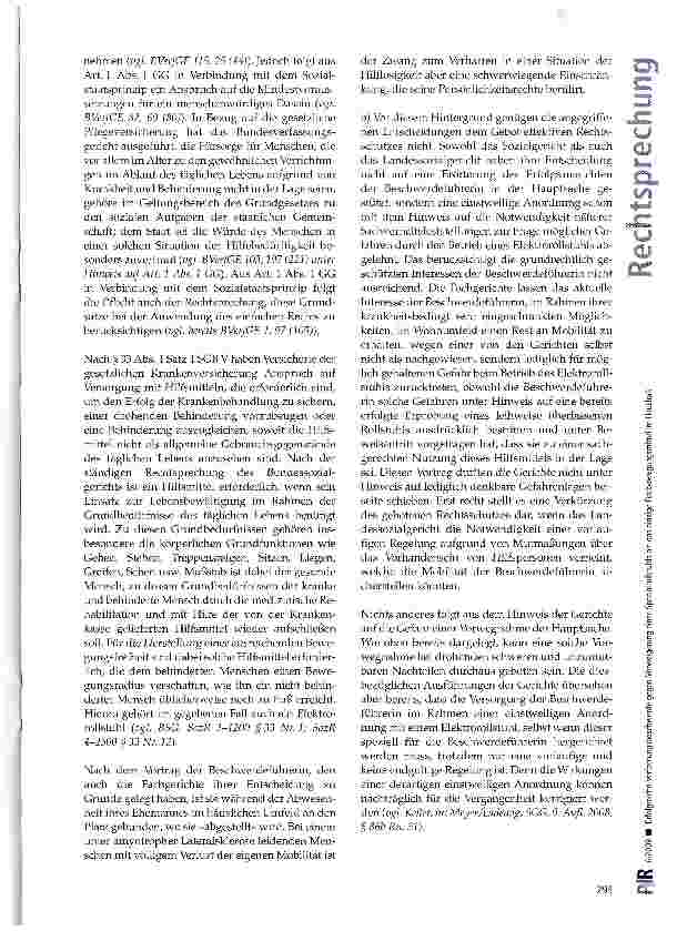 Vorschauseite 4: Erfolgreiche Verfassungsbeschwerde gegen Verweigerung eines Spezialrollstuhls als das einzige Fortbewegungsmittel im Haushalt