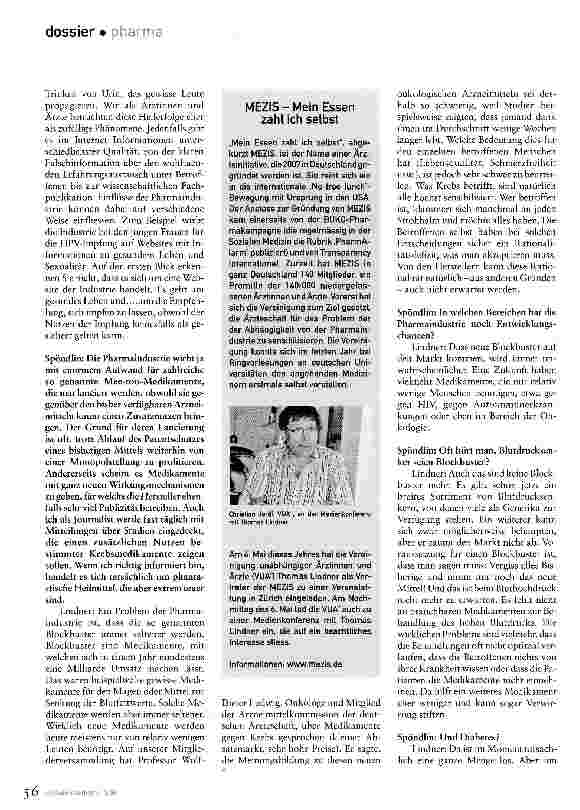Vorschauseite 5: Plump läuft die Beeinflussung nicht.Unbestechliche Ärztinnen wehren sich gegen den Einfluss der Pharmaindustrie